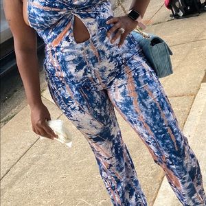 Blue and blush romper